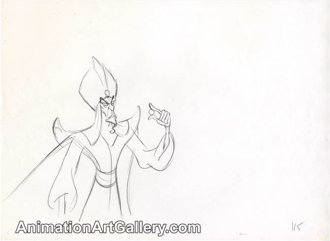 Original Production Drawing of Jafar from Aladdin