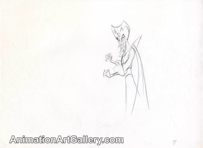 Original Production Drawing of Jafar from Aladdin