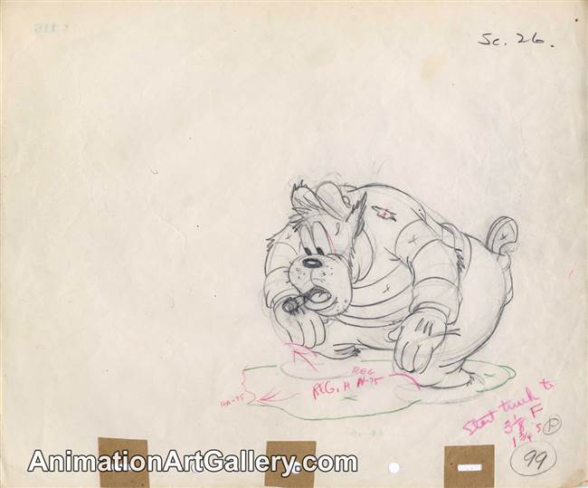 Original Production Drawing of Pete from Officer Duck