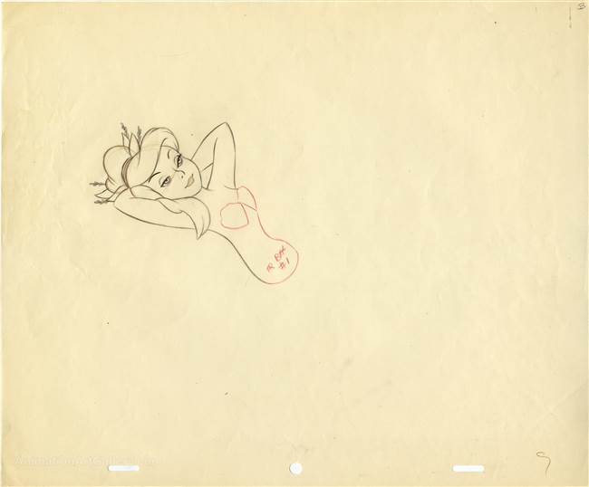 Original Production Drawing of a Mermaid from Peter Pan