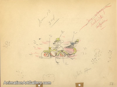 Production Drawing of Mickey Mouse and Donald Duck from Dognapper