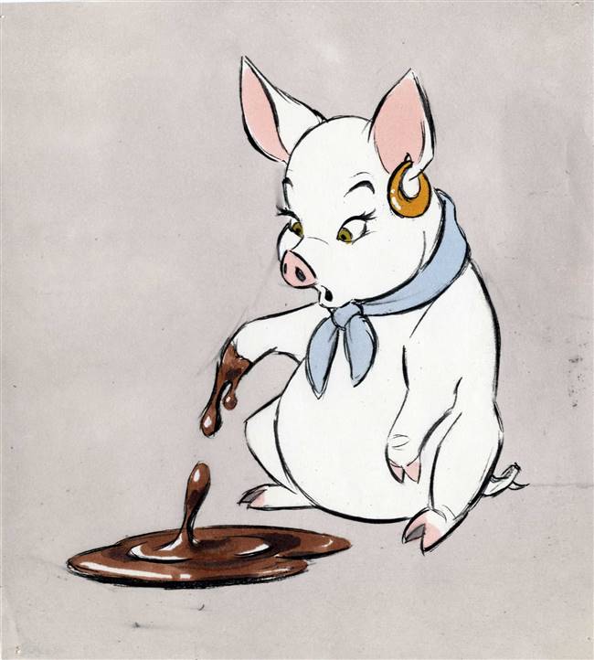 Original Model Drawing of Hen Wen from Black Cauldron (1985)