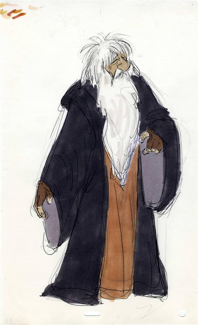 Original Model Drawing of Dallben from Black Cauldron (1985)