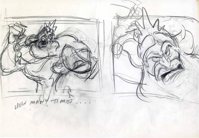 Original Production Story Drawing of King Triton from the Little Mermaid (1989)