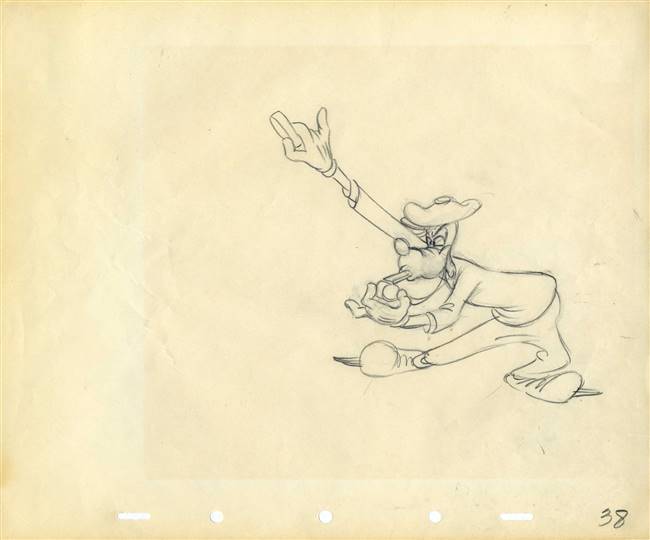 Original Production Drawing of Goofy from Hockey Homicide (1945)