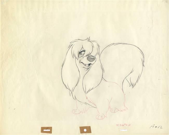 Original Production Drawing of Peg from Lady and the Tramp (1955)