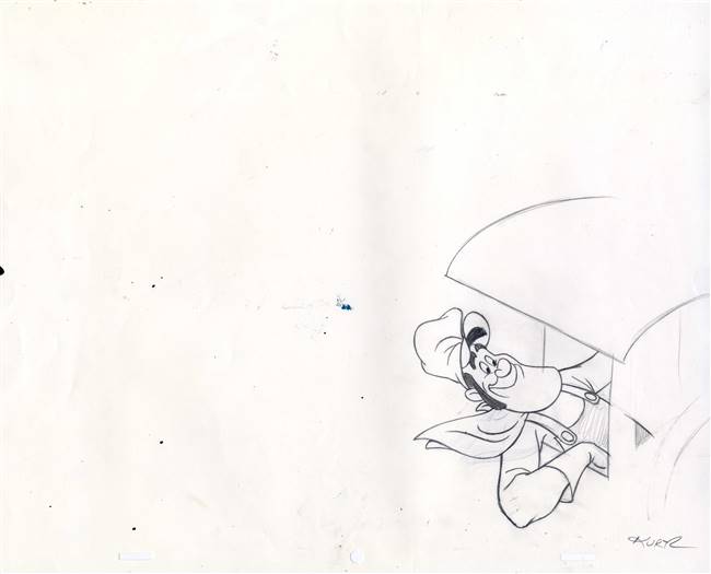 Original Illustration Art of Casey Jones from a 1992 Walt Disney World Calendar
