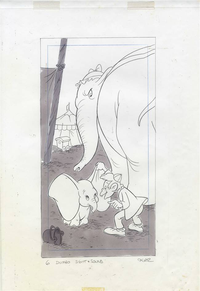 Original Book Art of Dumbo and Mrs. Jumbo from Disney's Dumbo: A Golden Sight and Sound Story (1993)