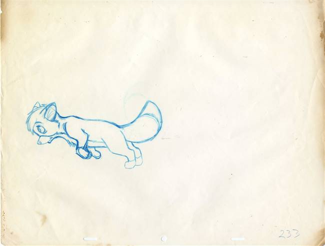 Original Production Drawing of Tod from the Fox and the Hound (1981)