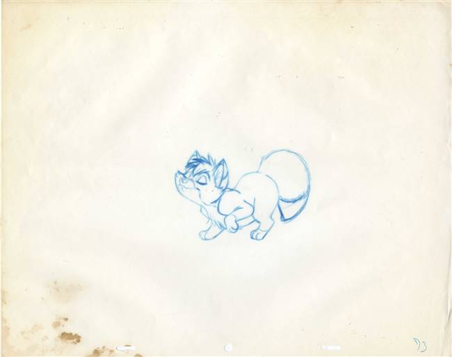 Original Production Drawing of Tod from the Fox and the Hound (1981)