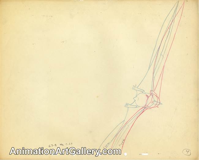 Production Drawing of a pterodactyl from Fantasia