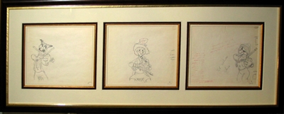 Production Drawing of the Marx Brothers from Mother Goose Goes Hollywood