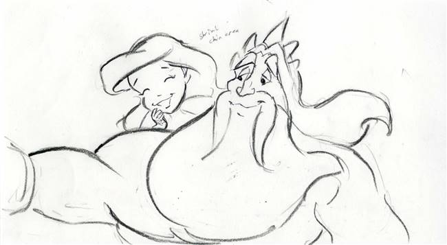 Original Storyboard of Ariel and King Triton from Little Mermaid: Ariel's Beginning (2008)