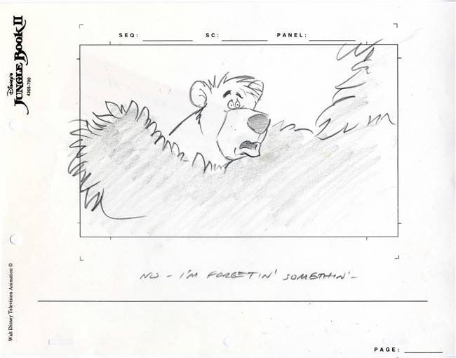 Original Storyboard of Baloo from Jungle Book II (2003)