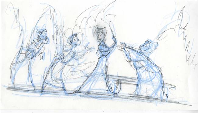 Original Storyboard of the Wicked Stepmother and Fairy Godmother from Cinderella III: A Twist in Time (2007)