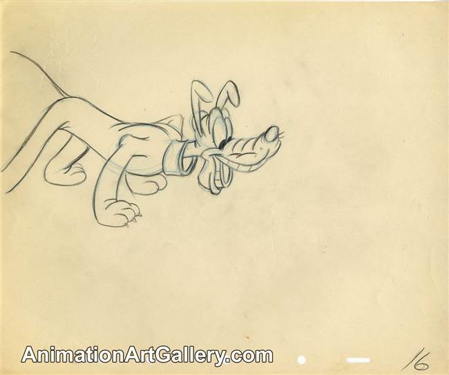 Original Production Drawing of Pluto from Disney