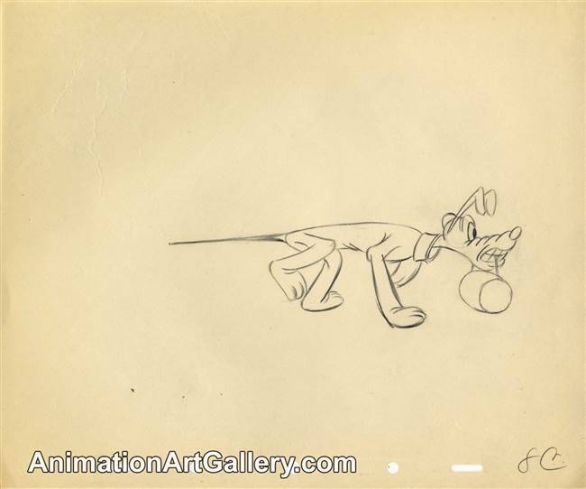 Original Production Drawing of Pluto from Disney