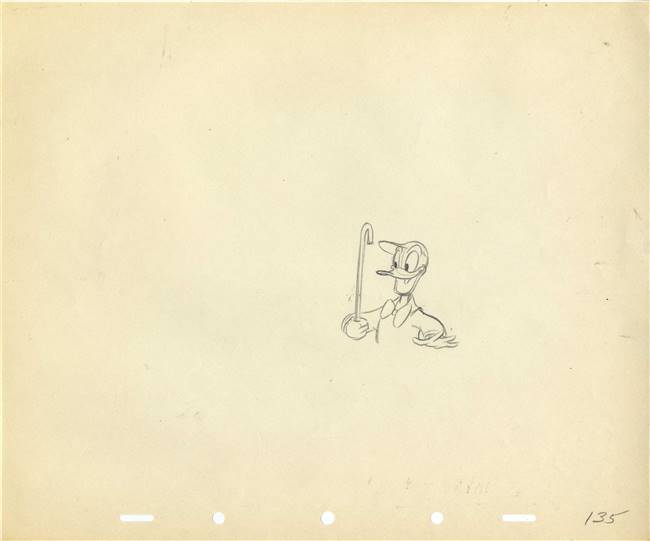 Original Production Drawing of Donald Duck from Straight Shooters (1947)