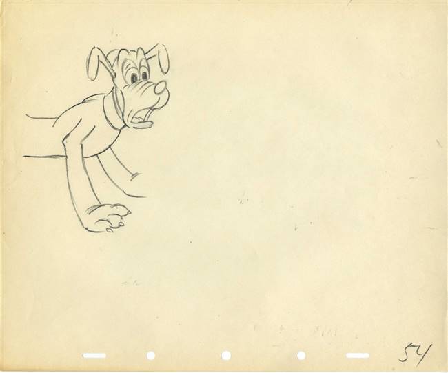 Original Production Drawing of Pluto from Rescue Dog (1947)