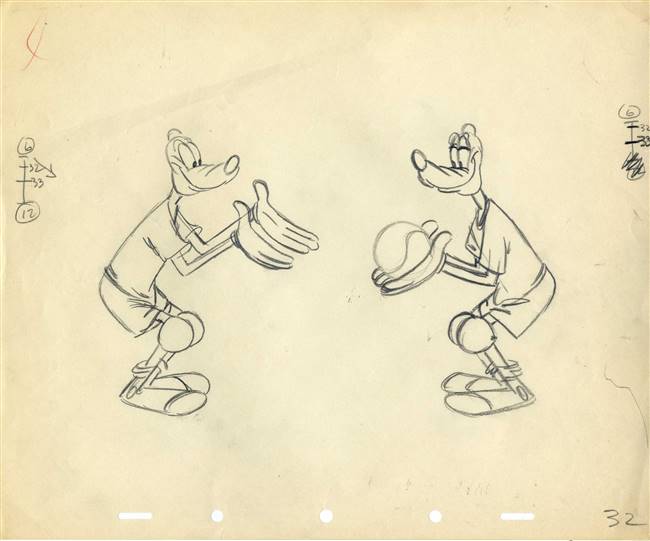 Original Production Drawing of "Hannah" and "West" from Double Dribble (1946 ) 