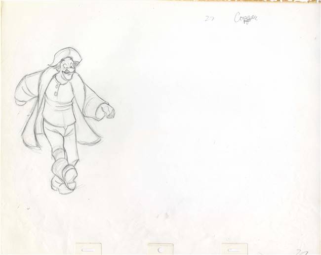 Original Production Drawing of Amos Slade from The Fox and the Hound (1981)