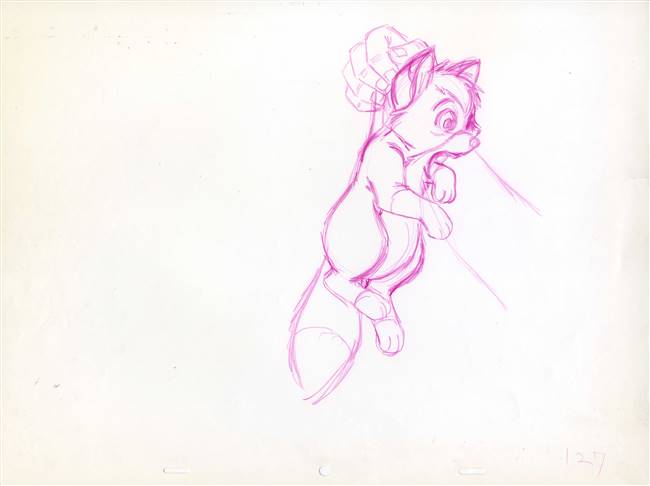 Original Production Drawing of Tod from The Fox and the Hound (1981)