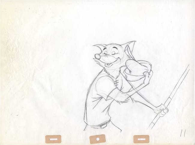 Original Production Drawing of Robin Hood from Robin Hood (1973)