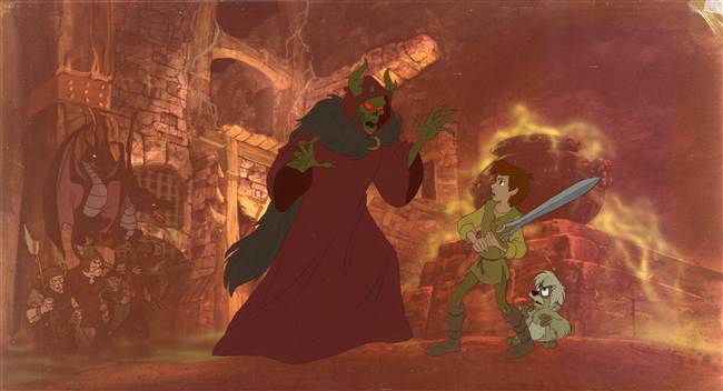 Limited Edition Cel of the Horned King, Gurgi, and Taran from Black Cauldron