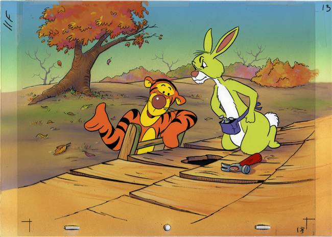 Original production cel of Tigger and Rabbit from a Disney Educational short