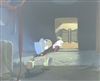 Original production cel of Jiminy Cricket on Preliminary Background from Pinocchio (1940)