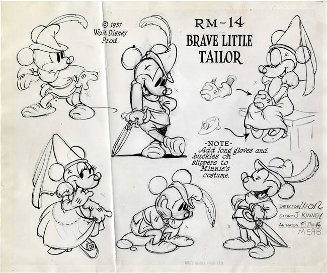 Original Photostat of Mickey Mouse and Minnie Mouse from Brave Little Tailor (1938)