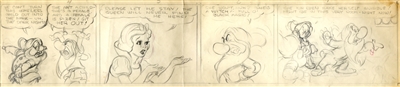 Preliminary Comic Strip of Snow White and Dopey from Disney Studios (c. 1930s)