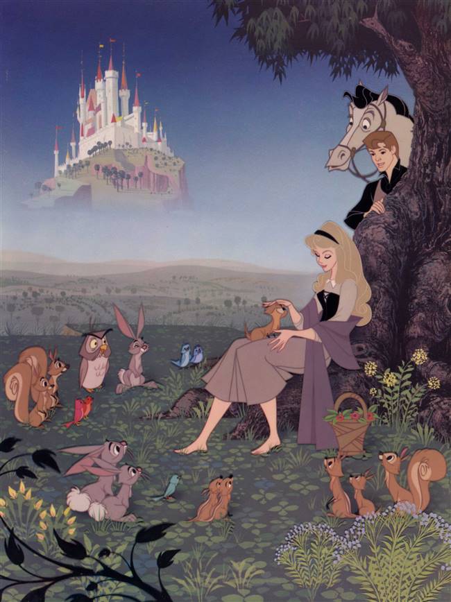 Dye Transfer of Briar Rose, Animals and Prince from Sleeping Beauty