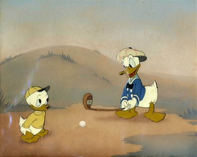 Original Courvoisier Cel of Donald and Nephew from Donald's Golf Game (1938)