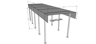 47'D x 14'W x 15'H Utility Cover With Base Plates