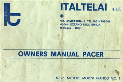 Free Morini Pacer Moped Owners Manual