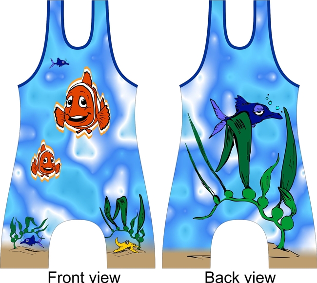 Clownfish underwater sublimated wrestling singlet