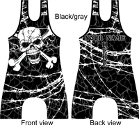 sublimated wrestling lifting singlet with skull many colors add name