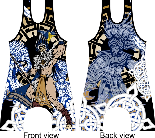 Aztec warrior wrestling and lifting singlet