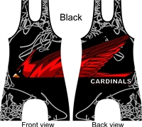 Sublimated cardinal mascot singlet in several colors