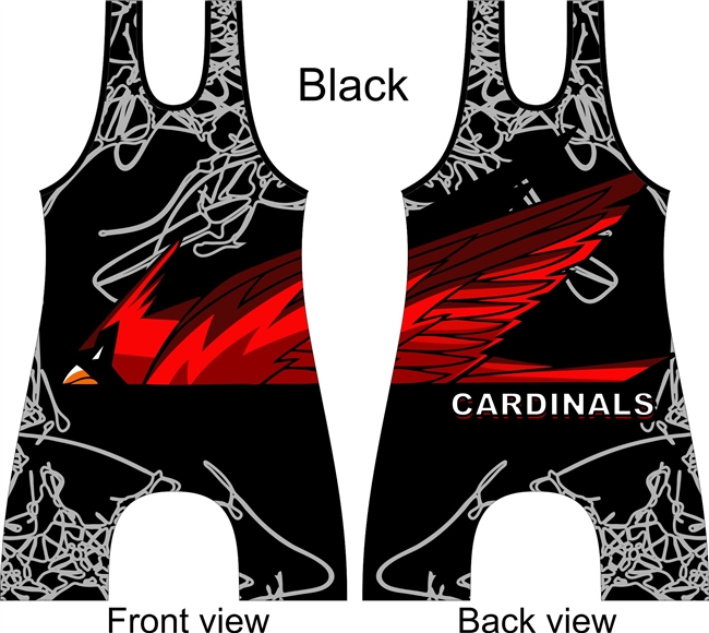 Sublimated cardinal mascot singlet in several colors