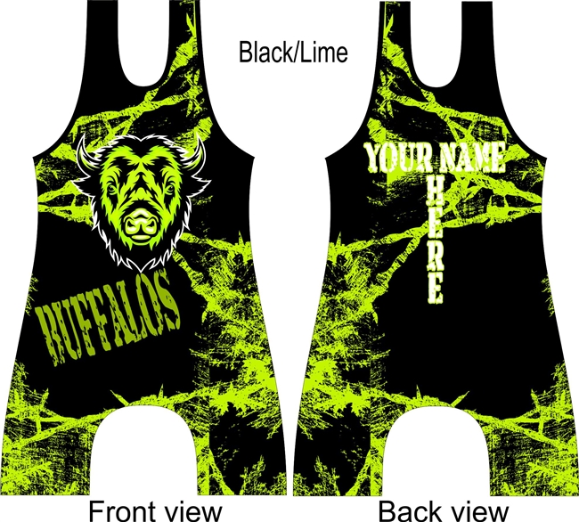 Buffalo mascot singlet in your choice of color cut and leg length