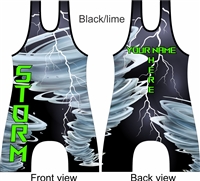 Custom printed Storm themed wrestling singlet