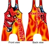 sublimated wrestling singlet with devil mascot