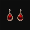 Oval Lab-Created Ruby and White Sapphire Drop Earrings in 10K Gold