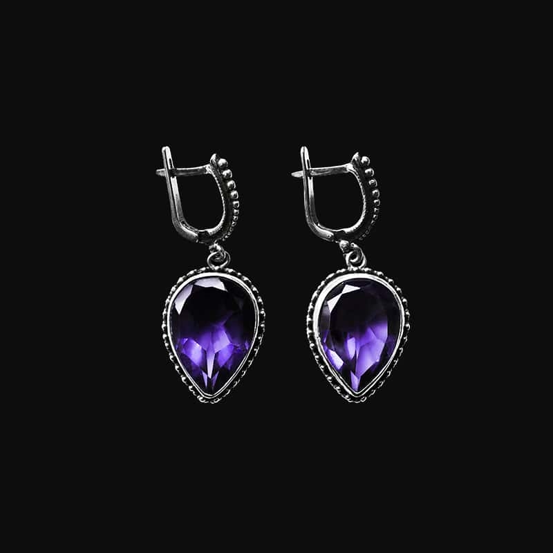 6.0mm Cushion-Cut Amethyst Drop Earrings