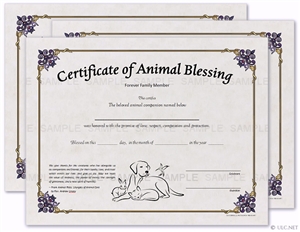 Animal Blessing Certificate