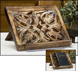 Hand Carved Wood Ritual Book Stand