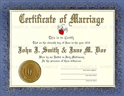 Custom personalized wedding certificate