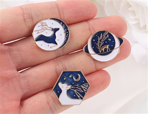 Moonlight Deer Totem Pin Set